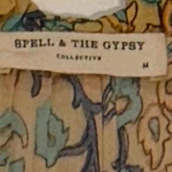 Spell Maxi Dress in Tan and Light Blue Floral Print - Picture 2 of 3